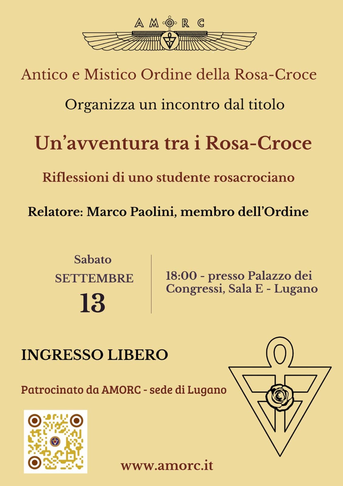Conferenza AMORC Lugano - Un'avventura tra i Rosa-Croce 13-09-2025